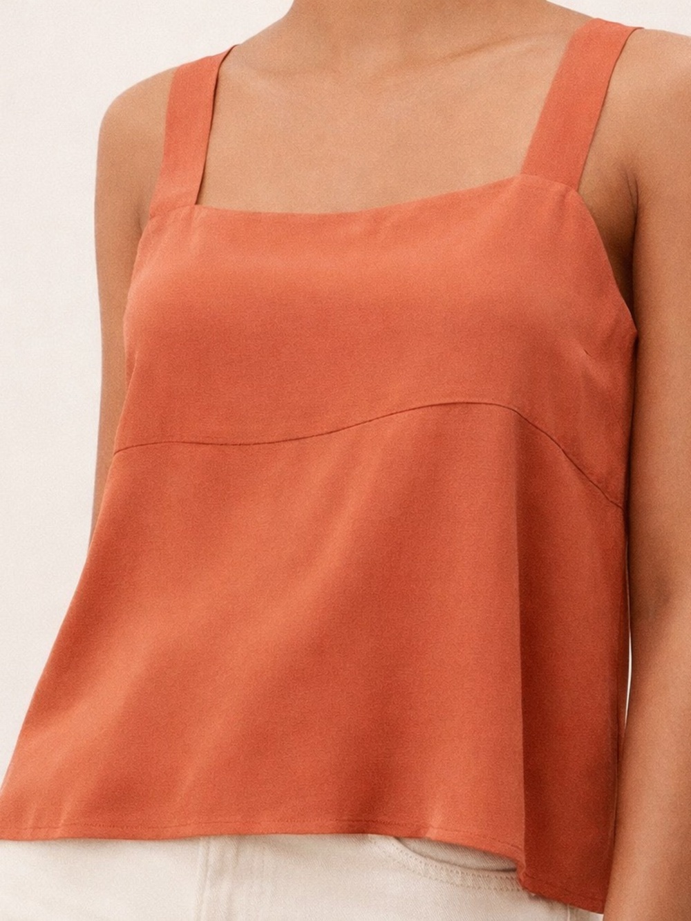 Everlane Clean Silk Picnic Top Cinnamon Adjustable Straps Size 2